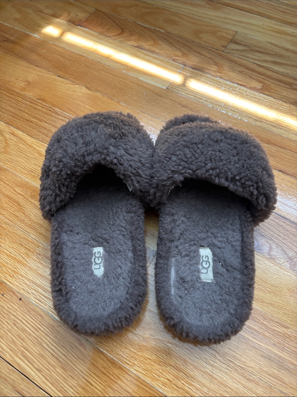 UGG Brown Shearling Slide Slippers